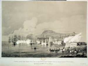 A sinop-i csata 1853. november 30-án (litográfia)