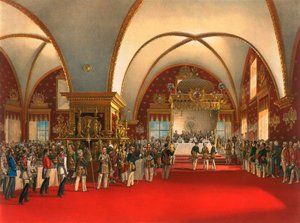 Koronázási bankett a Moszkvai Kremlben, a Facets Palota termében, 1856.