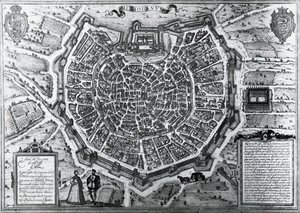 Milánó várostérképe, 1572, Antonio Lafreri (1512-1577), Georg Braun és Franz Hogenberg, Olaszország alkotó: Georg Braun and Hogenberg Franz
