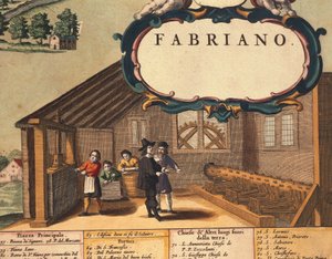 Fabriano város papíriparának részlete, Georg Braun alkotó: Georg Braun and Hogenberg Franz