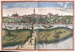 Enns, Ausztria (metszet alkotó: Georg Braun and Hogenberg Franz