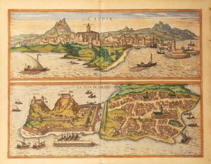 Heraklion, Candia és Korfu a világ városaiból, Georg Braun alkotó: Georg Braun and Hogenberg Franz