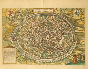 Brugge térképe a második világháborúból, Georg Braun alkotó: Georg Braun and Hogenberg Franz