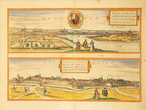 Drezda és Lipcse térképe a második világháborúból, Georg Braun alkotó: Georg Braun and Hogenberg Franz