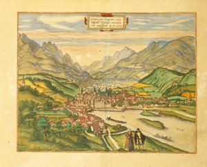 Innsbruck térképe Georg Braun világtérképéről alkotó: Georg Braun and Hogenberg Franz