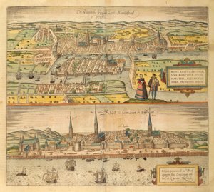 Königsberg és Riga térképe az Amerikai Egyesült Államokból, Georg Braun alkotó: Georg Braun and Hogenberg Franz