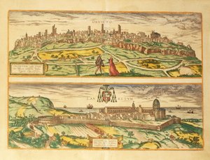 Orvieto és Loreto, Umbria és Marche régió térképe Georg Braun világtérképéről alkotó: Georg Braun and Hogenberg Franz
