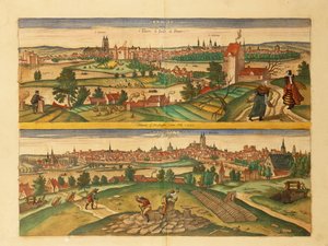 Tours és Angers térképe a világtérképről, Georg Braun alkotó: Georg Braun and Hogenberg Franz