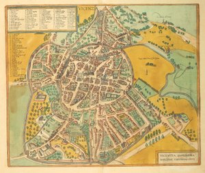 Vicenza térképe az Amerikai Egyesült Államokból, Georg Braun alkotó: Georg Braun and Hogenberg Franz