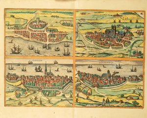 Helsingborg, Lund, Malmö, Elbogen és Landskrona, Kölnből alkotó: Georg Braun and Hogenberg Franz
