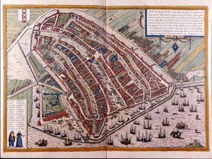 Amszterdam térképe. Braun és Hogenberg atlasza. Amszterdam 1588 alkotó: Georg Braun and Hogenberg Franz