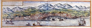Kilátás a szicíliai Palermóra. Braun és Hogenberg atlasza alkotó: Georg Braun and Hogenberg Franz