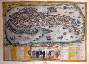 Kilátás Velencére a Braun és Hogenberg „Civitates Orbis Terrarum” atlaszából