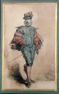 Férfi karakter történelmi jelmezben (ceruza, tus és akvarell papíron) alkotó: George Sand