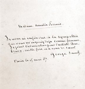 George Sand (Aurore Dupin, Baronne Dudevant) (1804-1876) levele Madame Amalia Ferrarisnak, Párizs március 19.
