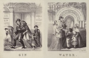 Gin és víz (metszet) alkotó: George (after) Cruikshank