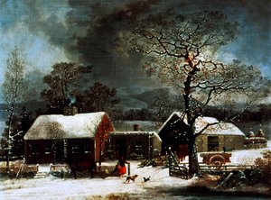 Téli jelenet New Havenben, 1858 körül (színes litó) alkotó: George (after) Durrie