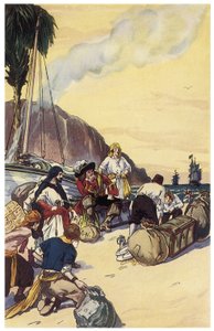 Henry Morgan kalóz megosztja a Maracaibo-illusztráció kincsét George Albert Williams (1875-1932) „The Pirates of Panama or the Buccaneers of America” című művéből, 1914