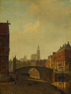 Arnhem képzeletbeli látképe, 1830-as évek vége (olaj, fapanel) alkotó: George Andries Roth
