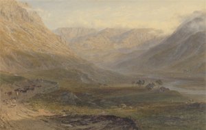 Nant Francon, Észak-Wales, 1862 (grafit, wc, kikaparás és gumi papíron)