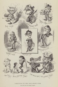 Karikatúrák néhány jól ismert típusról alkotó: George Augustus Sala
