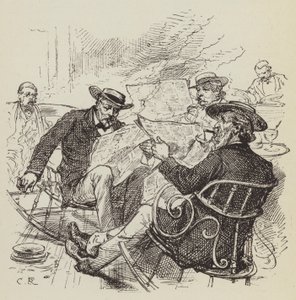 Lapok olvasása, hintaszékek alkotó: George Augustus Sala