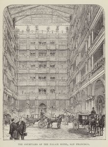 A Palace Hotel udvara, San Francisco alkotó: George Augustus Sala
