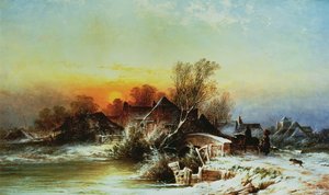 Téli este a vakondon, Surrey alkotó: George Augustus Williams