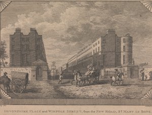 A Devonshire Place és a Wimpole Street a New Roadtól, a St. Mary le Bone-tól