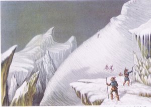 A Mont Blanc emelkedőjének szakaszai a British Adventure-ból, amelyet a Collins adott ki, 1947