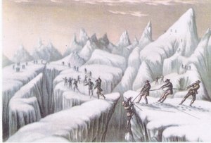 A Mont Blanc emelkedőjének szakaszai a British Adventure-ból, amelyet a Collins adott ki, 1947