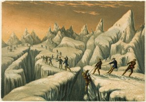 A Glacier du Tacconnay, a Mont Blanc megmászásából alkotó: George Baxter