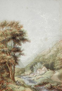 Vízimalom a Wye folyón alkotó: George Baxter