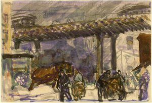 Egy téli nap - a magasvasút alatt, a Brooklyn híd közelében alkotó: George Bellows