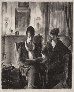 Elsie felolvas Emmának, első kő alkotó: George Bellows