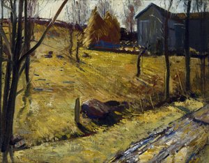 Szénakazlak és pajta alkotó: George Bellows
