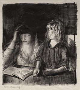 Bellows asszony felolvas a lányának, Anne-nek alkotó: George Bellows