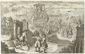 Európa jelenlegi állapota, 1742 Európa jelenlegi állapotának képe (cím a tárgyon) alkotó: George Bickham (II)