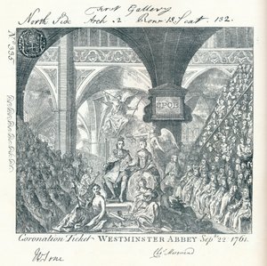 Gravírozott jegy III. György koronázási szertartására a Westminster Abbeyben 1761 1906