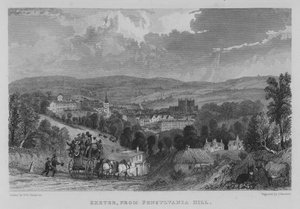 Exeter, Pensylvania Hillről (metszet) alkotó: George Bryant Campion