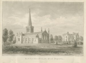 Hilderstone templom: szépia rajz, 1841