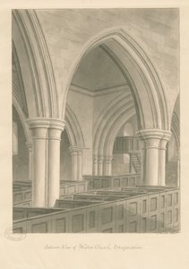 A Weston-on-Trent templom belseje: szépia rajz, 1841