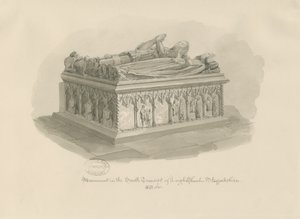 Leigh-templom – Sir John Aston emlékműve: szépia rajz, 1841