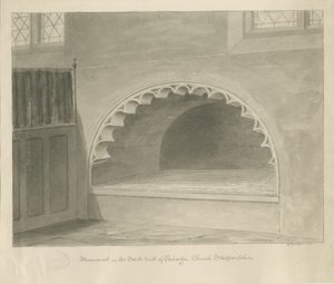 Penkridge templom - Emlékmű a déli falon: szépia rajz, 1841
