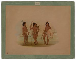 Egy Puelchee főnök és két fiatal harcos alkotó: George Catlin