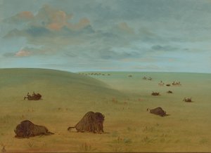 A bivalyhajsza után – Sioux, 18611869. alkotó: George Catlin