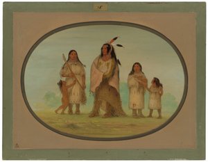 Assinneboine Warrior és családja alkotó: George Catlin