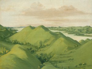 Gyönyörű Grassy Bluffs, 110 mérfölddel St. Louis felett, 1832. alkotó: George Catlin
