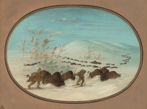 Buffalo Chase a hószállingózásban – Ojibbeway, 18611869. alkotó: George Catlin