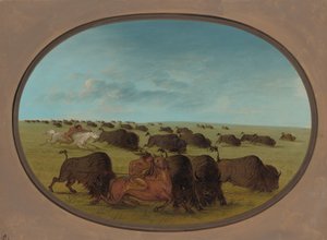 Buffalo Chase, balesetekkel, 18611869. alkotó: George Catlin